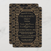 Elegante Gold Black Great Gatsby Engagement Party Einladung (Vorne/Hinten)