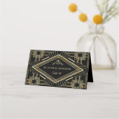 Elegante Gold Black Great Gatsby Wedding Platzkart Platzkarte (Rückseite)