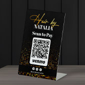Elegante Gold Black Hair Stylist Venmo Scannen zu Sockelschild