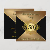 Elegante Gold Black Krawatte 50 Jahre Einladung (Vorne/Hinten)