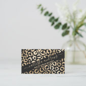 Elegante Gold Black Leopard Cheetah Animal Print Visitenkarte (Stehend Vorderseite)