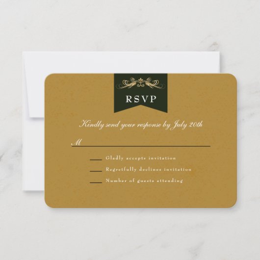 Elegante Gold Black Library Theme Wedding RSVP Car (Vorderseite)
