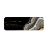 Elegante Gold Black Marble Wedding Rücksendeadress (Vorne)