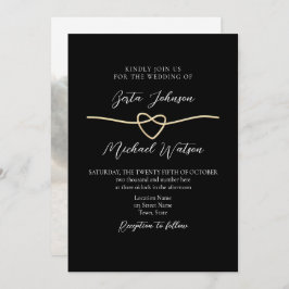 Elegante Gold Black Minimalistisch Wedding Einladu Einladung