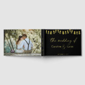 Elegante Gold Black Modern Foto Monogram Wedding Gästebuch (Voll)