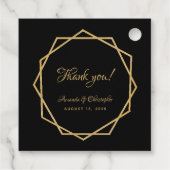 Elegante Gold Black Modern Geometric Script Hochze Geschenkanhänger (Rückseite)