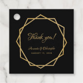 Elegante Gold Black Modern Geometric Script Hochze Geschenkanhänger (Vorderseite)