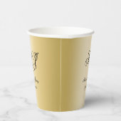 Elegante Gold Black Monogram Script Hochzeit Pappbecher (Rechts)