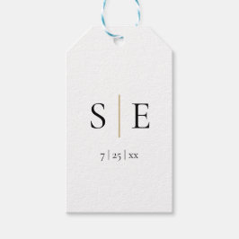 Elegante Gold Black Monogram Wedding Geschenkanhänger