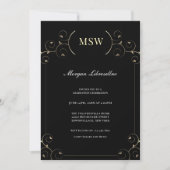 Elegante Gold Black MSW Graduation Party  Einladung (Vorderseite)