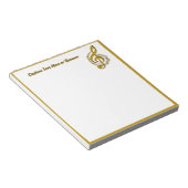 Elegante Gold Black Musiknote Personalisiert Notizblock (angewinkelt)