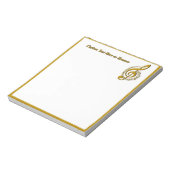 Elegante Gold Black Musiknote Personalisiert Notizblock (Rotiert)