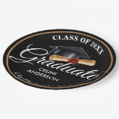 Elegante Gold-, Black & Navy Graduiertenparty-Unte Pappteller (Schrägansicht)