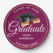 Elegante Gold-, Black & Navy Graduiertenparty-Unte Pappteller (Vorderseite)