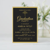 Elegante Gold Black Pharmacist Graduation Party Einladung (Stehend Vorderseite)