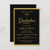 Elegante Gold Black Pharmacist Graduation Party Einladung (Vorne/Hinten)