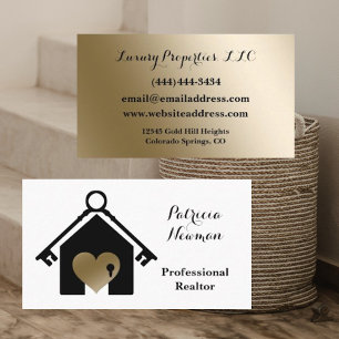 Elegante Gold Black Realtor Business Card Visitenkarte
