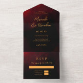 Elegante Gold Black Red Wedding All In One Einladung (Innen Boden)