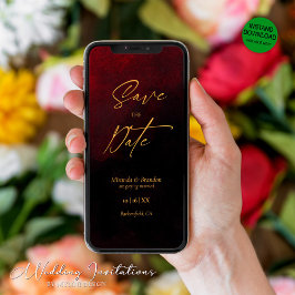 Elegante Gold Black Red Wedding Save the Date Card