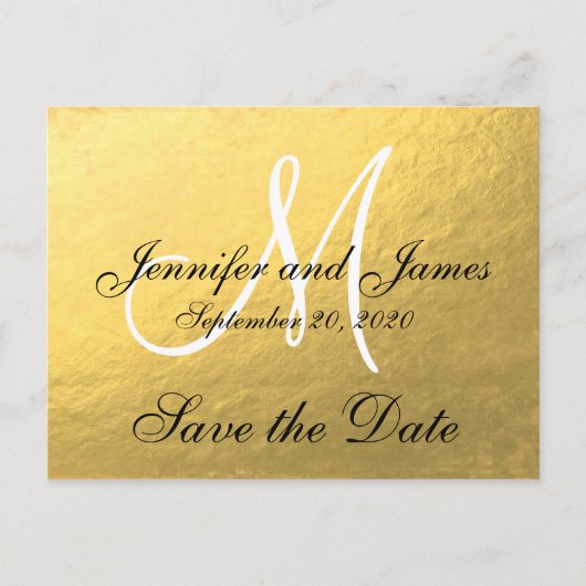 Elegante Gold Black Save the Date Ankündigungspostkarte (Vorderseite)