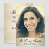 Elegante Gold Black Script Foto Begräbniskarte Dankeskarte (Vorne/Hinten)