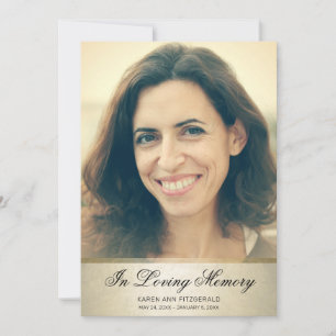 Elegante Gold Black Script Foto Begräbniskarte Dankeskarte