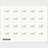 Elegante Gold Black Script Monogram Runder Aufkleber (Blatt)