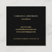 Elegante Gold Black Square Business Card Quadratische Visitenkarte (Rückseite)