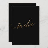 Elegante Gold & Black Table Zwölf Tischnummern (Vorne/Hinten)