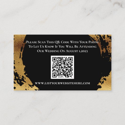 Elegante Gold Black UAWG QR Code Response Card Begleitkarte (Vorderseite)