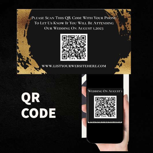 Elegante Gold Black UAWG QR Code Response Card Begleitkarte