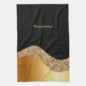 Elegante Gold Black Wave Geschirrtuch (Vertikal)