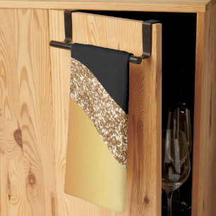 Elegante Gold Black Wave Geschirrtuch