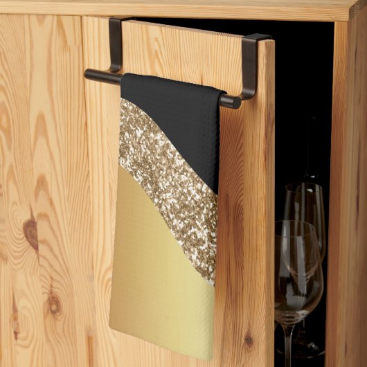 Elegante Gold Black Wave Geschirrtuch (Drittel gefaltet)