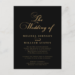 Elegante Gold Black Wedding Einladungspostkarte
