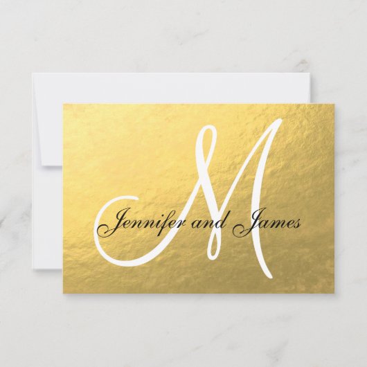 Elegante Gold Black Wedding RSVP Karte mit Monogra (Vorderseite)