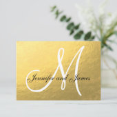 Elegante Gold Black Wedding RSVP Karte mit Monogra (Stehend Vorderseite)