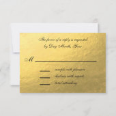 Elegante Gold Black Wedding RSVP Karte mit Monogra (Rückseite)