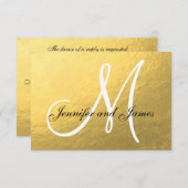 Elegante Gold Black Wedding RSVP Karte mit Monogra (Vorne/Hinten)