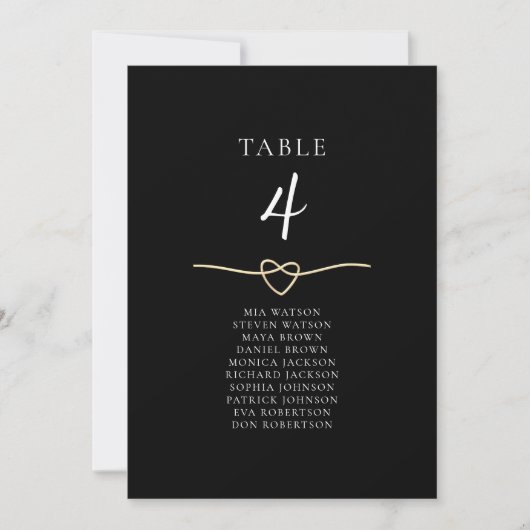 Elegante Gold Black Wedding Table Sitzkarte (Vorderseite)