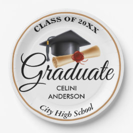 Elegante Gold, Black & White Graduiertenparty Pappteller