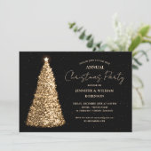 Elegante Gold Black Xmas Sparkle Einladung (Stehend Vorderseite)