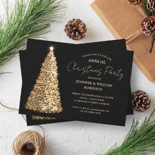 Elegante Gold Black Xmas Sparkle Einladung