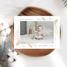 Elegante Gold Blätter 2 Foto Weihnachtsfamilie Car