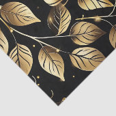 Elegante Gold-Blätter auf schwarz Seidenpapier (Ausschnitt)