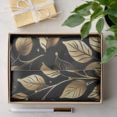 Elegante Gold-Blätter auf schwarz Seidenpapier (Geschenk)