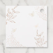 Elegante Gold Blätter Butterfly Baby Shower Geschenkanhänger (Rückseite)