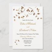 Elegante Gold-Blätter Hochzeit Einladung (Vorderseite)