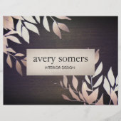 Elegante Gold Blätter Innendesign Holz Natur 2 Flyer (Vorne)