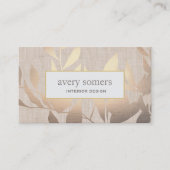Elegante Gold Blätter Modernes Design Beige Visitenkarte (Vorderseite)
